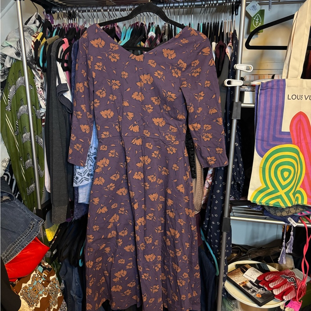 Pact Casual Floral Purple Long Sleeve Sundress - Picture 2 of 3